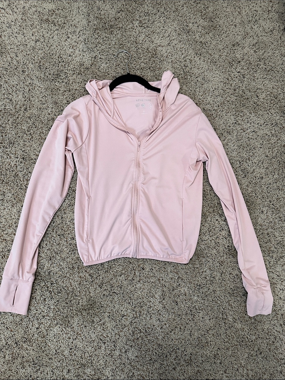 Love Tree Lightweight Pink Zip Hoodie